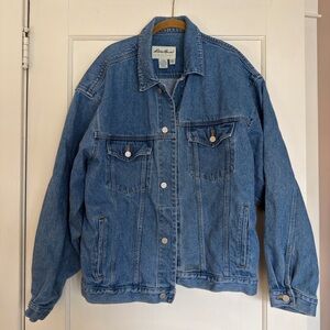 Vintage Eddie Bauer Jacket Mens Large Blue Denim Trucker 90's Rancher Chores